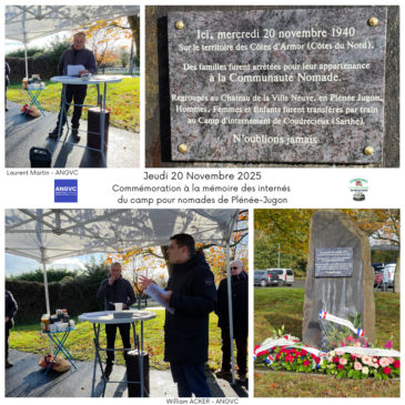[Retour vidéo] Cérémonie de commémoration à la mémoire des internés du camp pour nomades de Plénée-Jugon- 20 novembre 2025